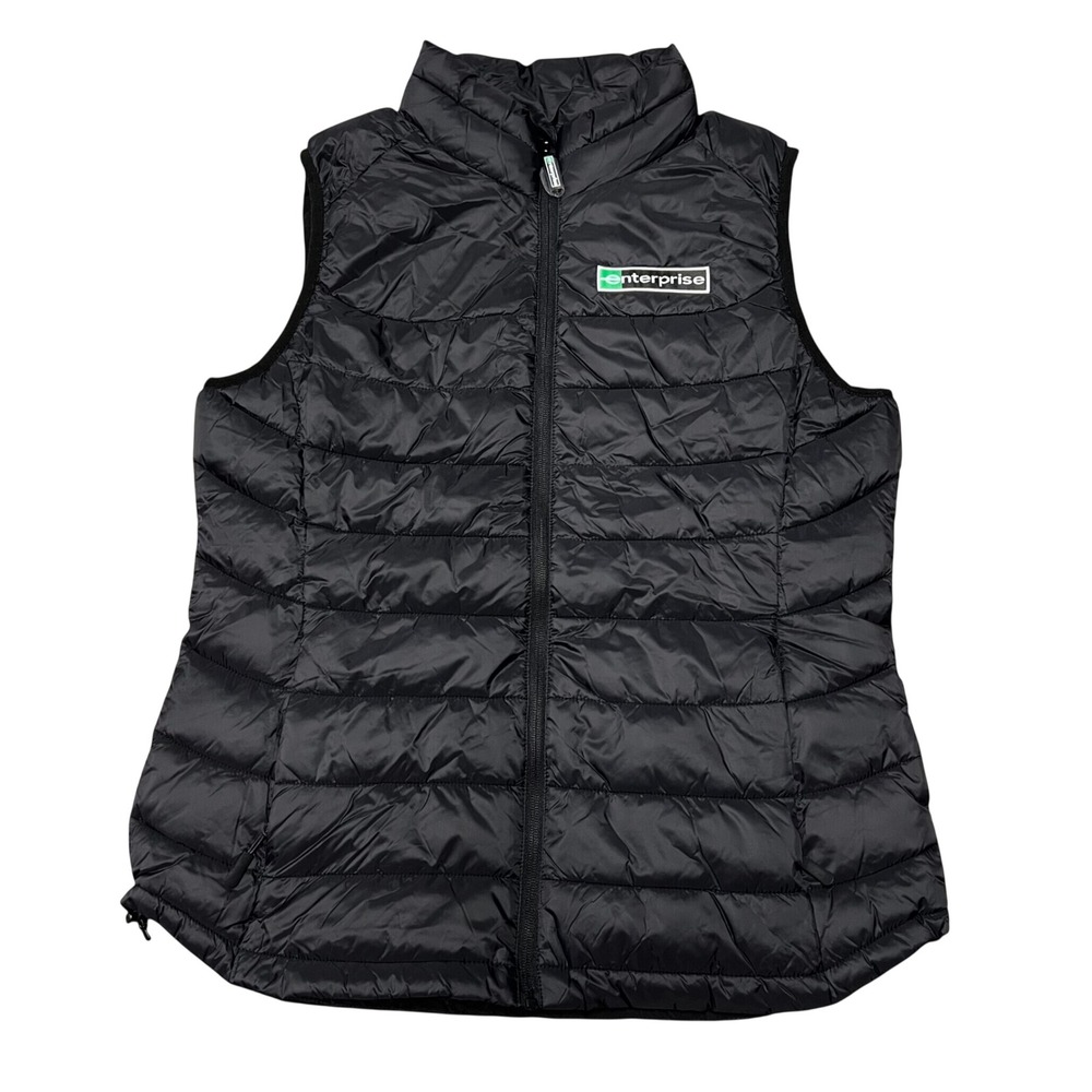 Enterprise Rent-A-Car Womens Quilted Puffer Vest Black Full Zip Logo Medium